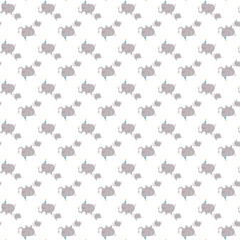 Seamless childish pattern with funny animals faces . Creative  kids texture for fabric, wrapping, textile, wallpaper, apparel. Vector illustration