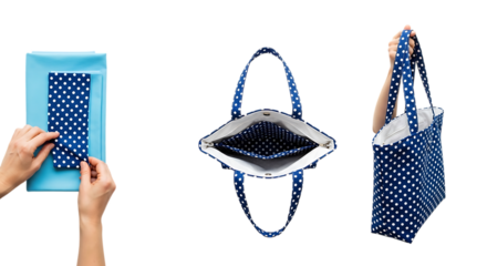 Blue polka dot tote bag for everyday use and style