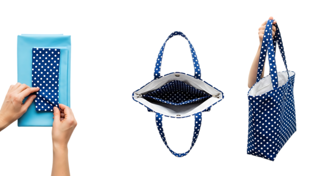 Blue polka dot tote bag for everyday use and style