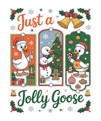 Fototapeta premium Cute Goose Christmas Illustration