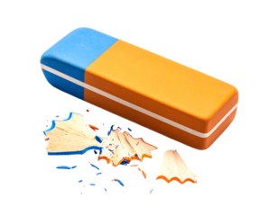 Colored eraser isolated on a white background. Eraser and eraser scrap.