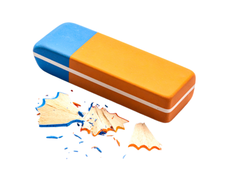 Colored eraser isolated on a white background. Eraser and eraser scrap.