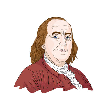Hand drawn vector portrait. Benjamin Franklin.