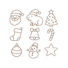 Capybara Christmas Cute Icon Illustration Winter Pack Design