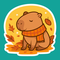 Capybara Autumn Set Cute Illustration Sticker Pack