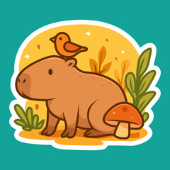 Capybara Autumn Set Cute Illustration Sticker Pack