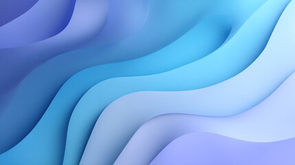 A smooth, flowing abstract design dominates the image, featuring gradients of blue and purple that resemble liquid or fabric. The shapes undulate and curve, creating a sense of movement and depth. 