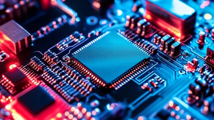 Obraz premium Engineers are testing microchip resistance to electromagnetic interference.