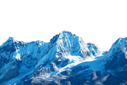 Mountains range with peaks in snow, winter mountains panorama in PNG isolated on transparent background - Powered by Adobe