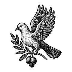A dove carrying an olive branch, symbolizing peace, purity, and the good news of hope
