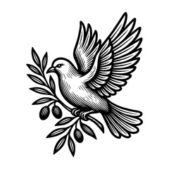 A dove carrying an olive branch, symbolizing peace, purity, and the good news of hope