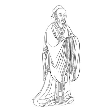 Mencius; or Mengzi was a Chinese Confucian philosopher. Vector