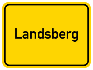 Illustration of a city entrance sign for the city of Landsberg