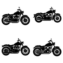 Obraz premium Four black motorcycle silhouettes displayed in a square arrangement on a white background image