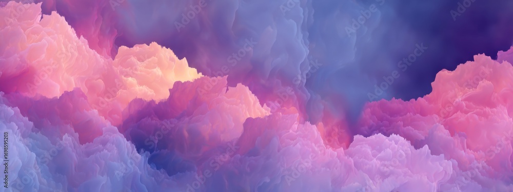 Poster ethereal soft clouds in a beautiful abstract gradient with silk texture for artistic backgrounds and