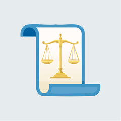 Symbol of justice and legal documents, presenting fairness and balance in judicial process