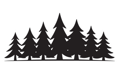 Christmas Tree Silhouette Vector Illustration with Modern Decorative Style for Festive Holidays