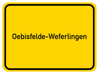Illustration of a city entrance sign for the city of Oebisfelde-Weferlingen