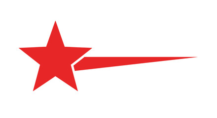 Obraz premium A red star with a tapering line extending from its right point, isolated on a white background.