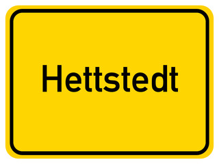 Illustration of a city entrance sign for the city of Hettstedt