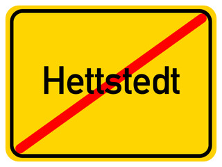 Illustration of a city exit sign for the city of Hettstedt