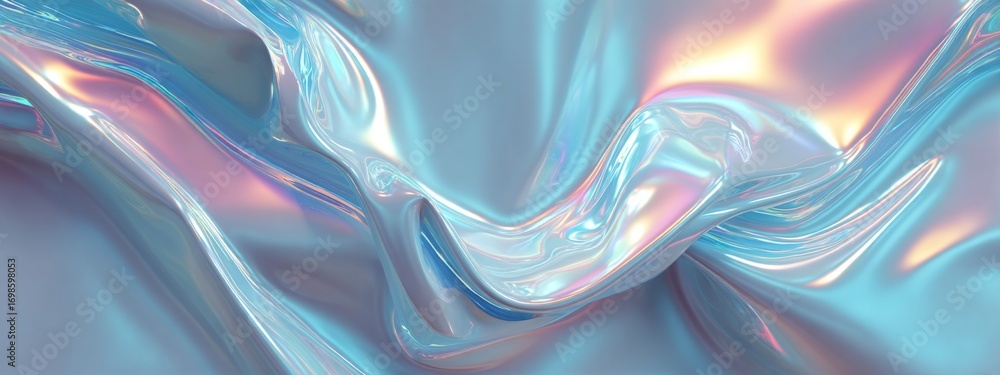 Poster liquid holographic gradient texture with smooth and shiny glass-like appearance for abstract backgro