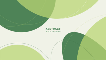 Abstract background with overlapping geometric green shapes in light and dark tones. Landscape wallpaper.