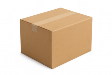 Sealed cardboard box isolated on transparent background, ideal for shipping and delivery concepts