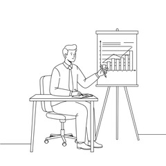 Businessman presenting financial growth chart in office setting  