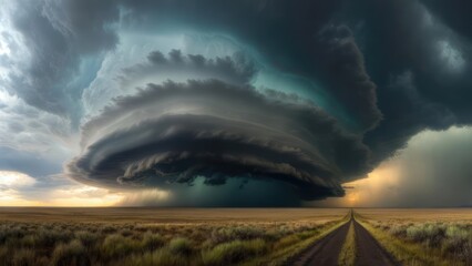 Vast storm cloud over a flat landscape