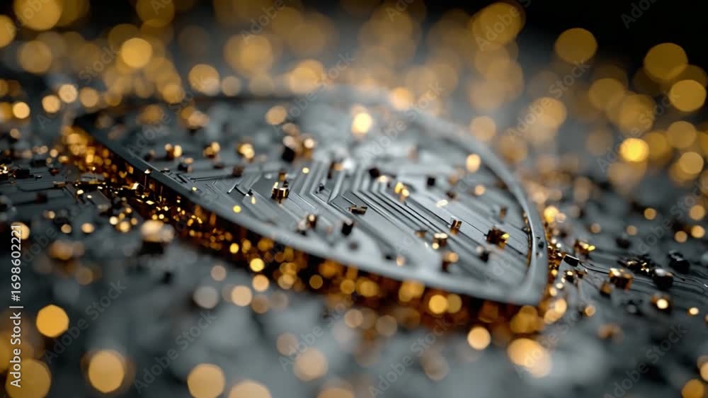 Aufkleber shield of innovation: a technological masterpiece where circuits intertwine with a glowing light eff