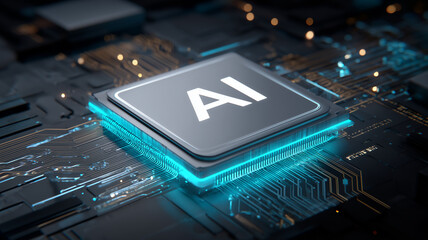 AI processor on circuit board illustrating accelerated computing, intelligent algorithms, and high performance innovation for modern systems.
