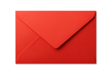 Red Envelope with Folded Flap and Subtle Red Glow Effect mail letter isolated on a transparent background