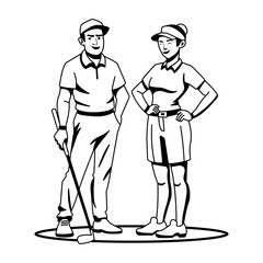 Glyph illustration depicting golfing people 
