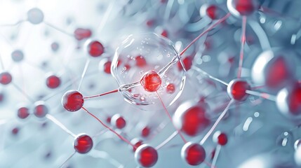 Molecular Structure Visualization Depicting Connectivity, Data Communication and Scientific Concepts