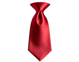 Classic Red Silk Necktie Tied in Windsor Knot, Front Hanging View, Isolated on Transparent Background