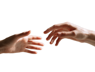 Two hands are touching each other, symbolizing a connection or bond between them