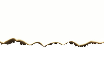 Burnt paper edge with grunge texture for design element, isolated on white background with clipping path.