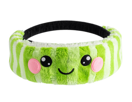 Cute Cocomelon Themed Baby Headband with Melon Logo and Cartoon Eyes, Diagonal Angle