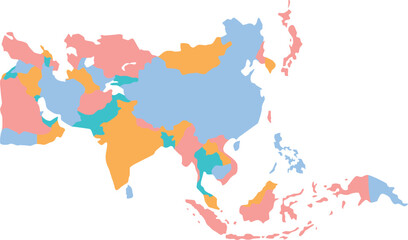 Obraz premium Precision-Cut Asia Map in Vector Graphics