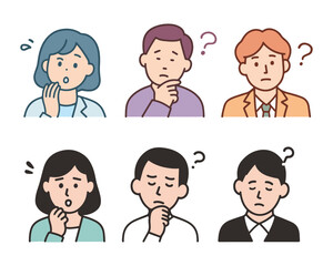Fototapeta premium Minimalist Vector Icon of Boss and Employee with Worried Faces