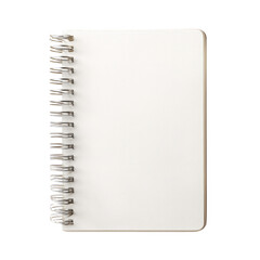 A spiral bound notebook with a white cover