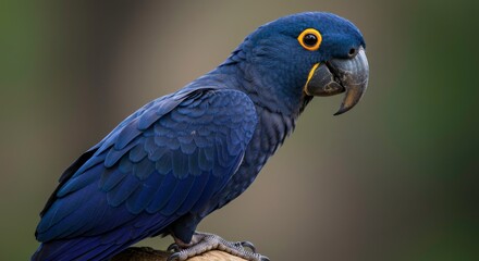 Elegant Hyacinth Macaw Portrait with Detailed Plumage and Natural Background