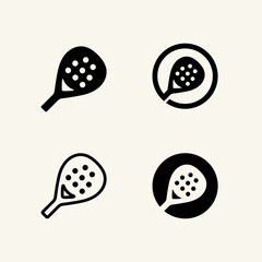 Padel racket icon set in various styles