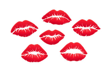 Red lips illustration, glossy lipstick, sensual and bold, isolated on transparent background, perfect for fashion, beauty, and romantic design concepts