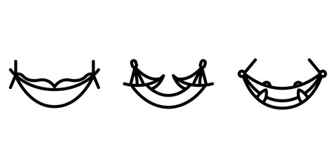 hammock outline or line icon design bundle.