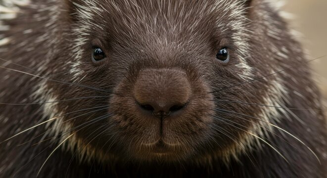 Intimate portrait of a north american porcupine showcasing its unique features and expressions