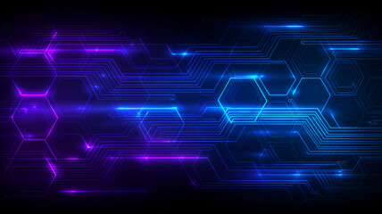 Abstract digital circuitry with hexagonal connections portraying data networks information flow and the backbone of modern technology innovation