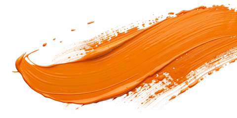 Abstract orange paint stroke on black background for creative artistic designs and advertising