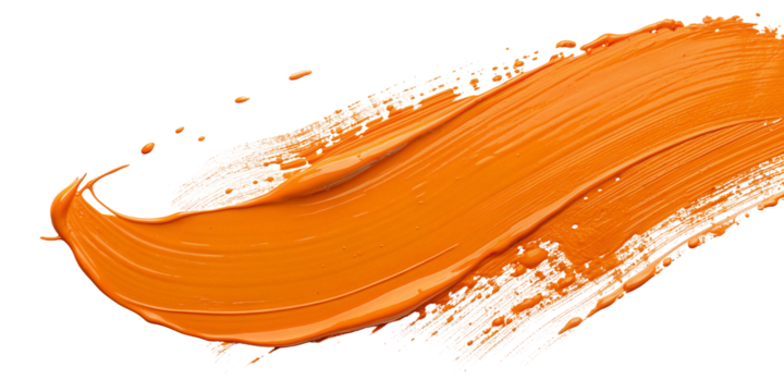 Abstract orange paint stroke on black background for creative artistic designs and advertising